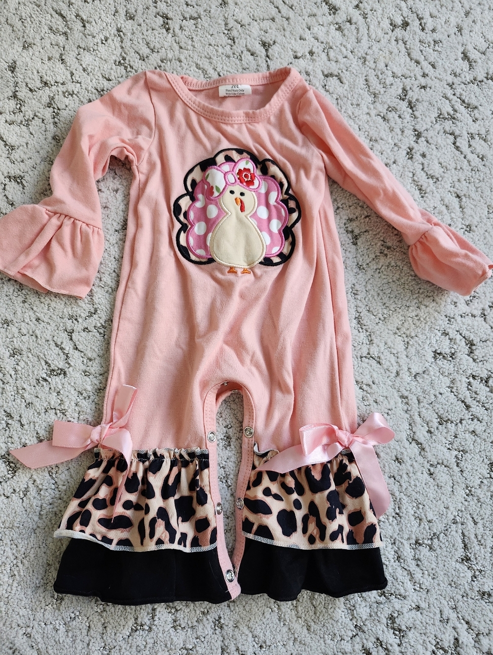 Pink Baby Romper with Turkey Applique